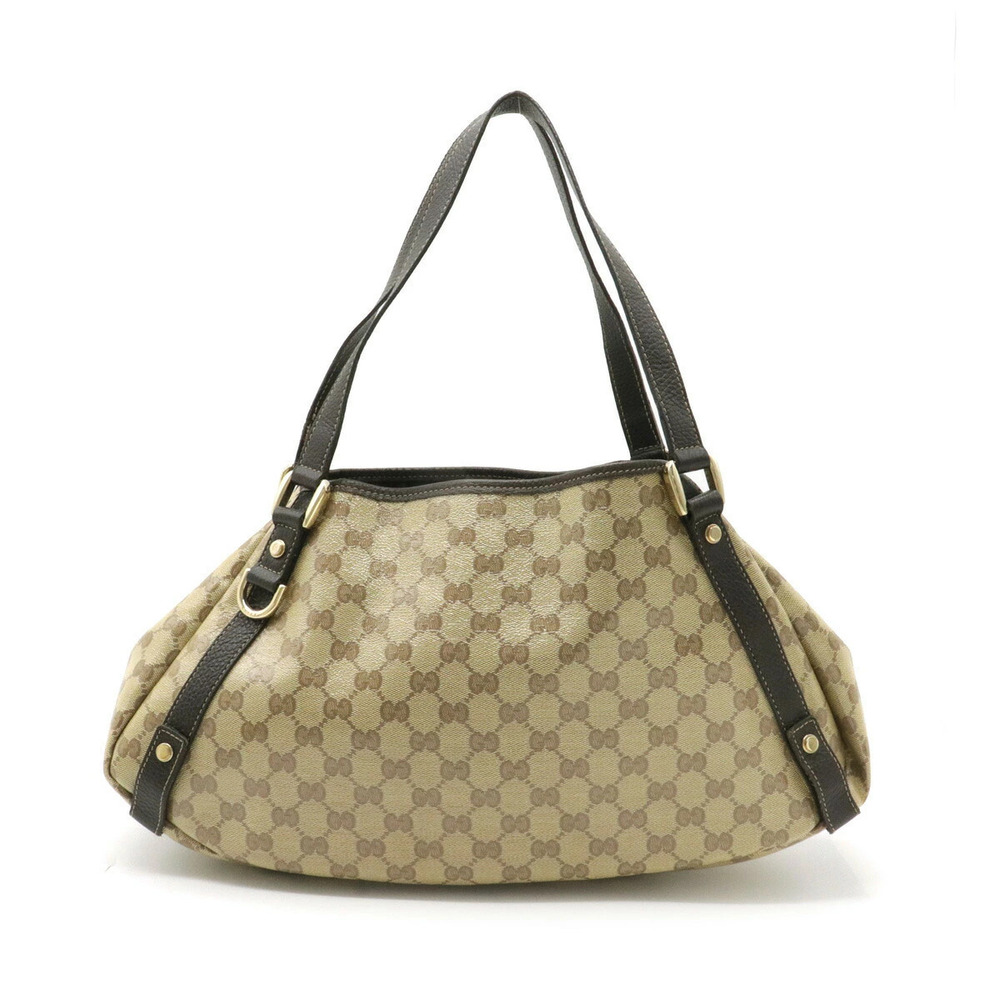 Gucci GG Crystal Tote Bag Shoulder Canvas Beige Brown Cream